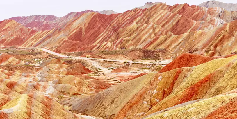 Zhangye Danxia Rainbow Mountains geopark in China